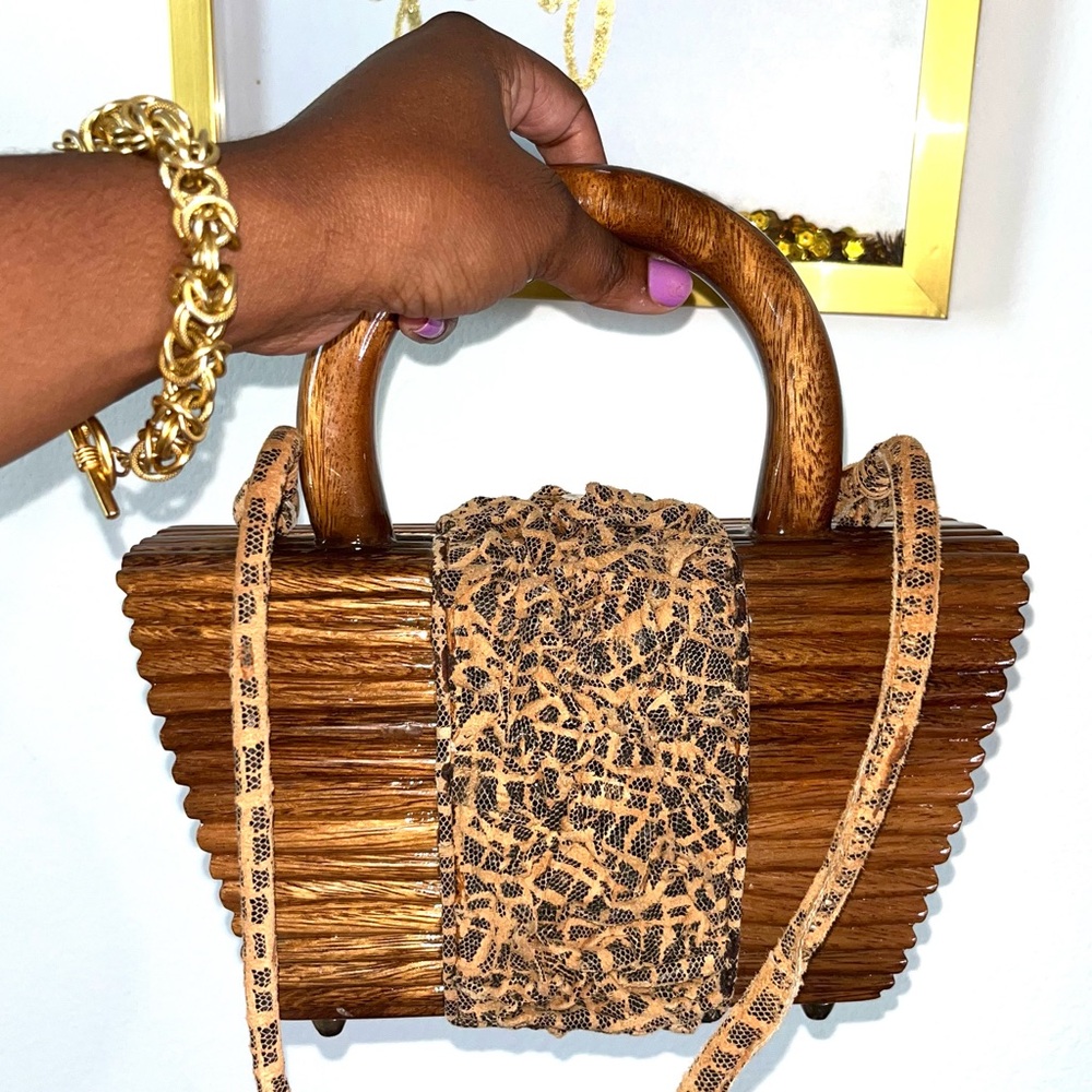 TIMMY WOODS | Vintage Brown Wooden Handbag